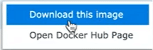 Docker menu to download an image.