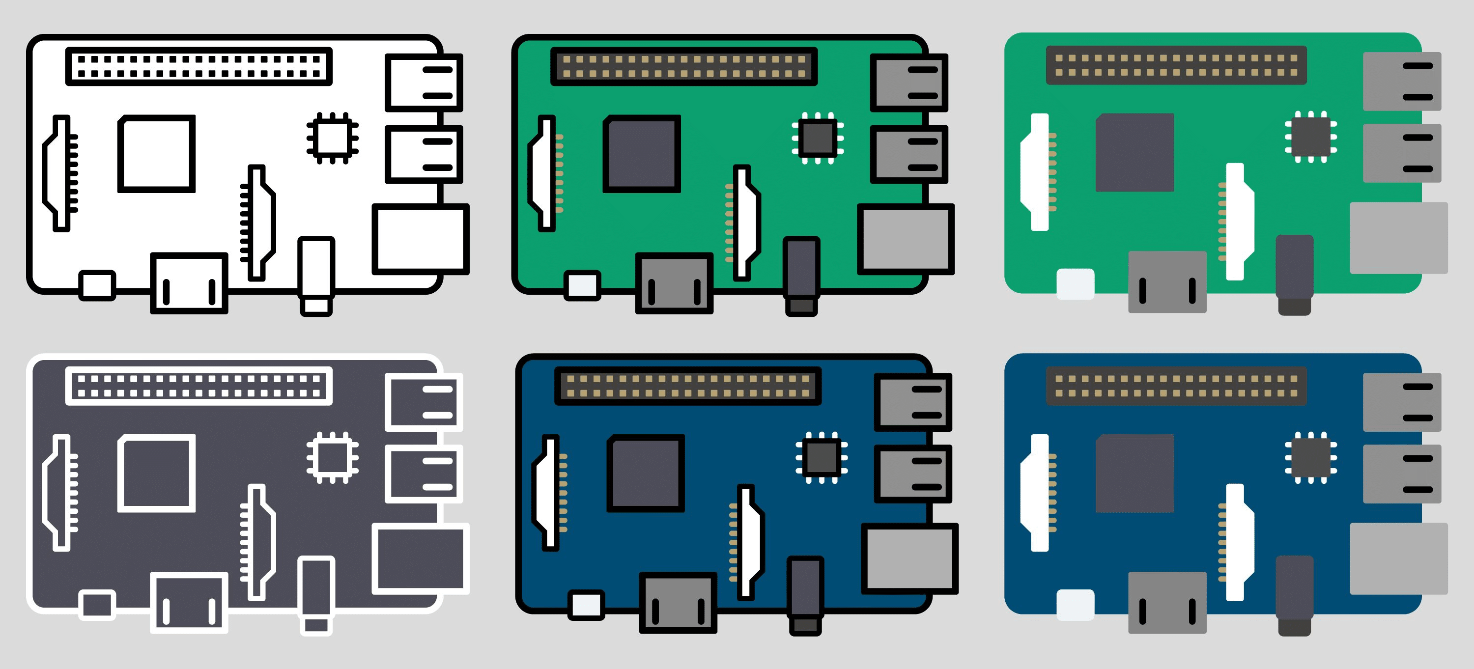 Six icons of the best single board computers.